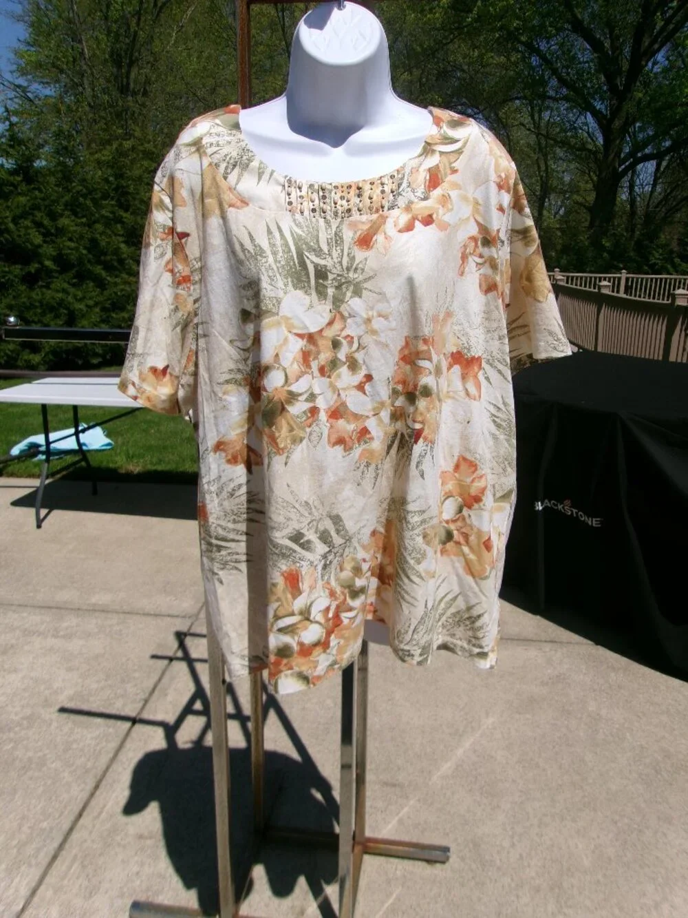 ALFRED DUNNER YELLOW&BEIGE FLORAL PRINT TOP 3X